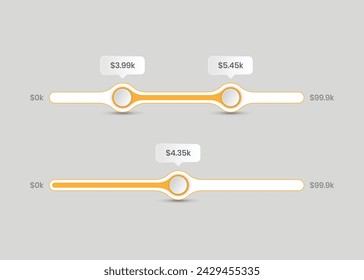 Simple ecommerce price range filter scrollbar slider design