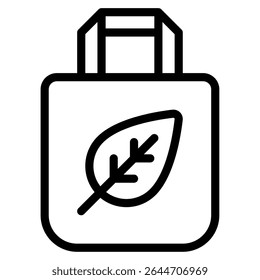 Icono de bolso eco-temático simple adecuado para contenido promocional ambiental, de compras y de sostenibilidad.