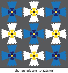 Simple Edelweiss Flower pattern in white, yellow, and blue colors