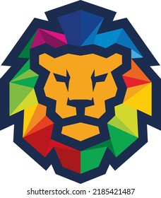 Simple Edgy Sharp Design of Lion Head with Colorful Mane