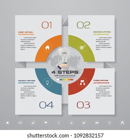 Simple & editable 4 steps process. Simple & Editable abstract design element. Vector.