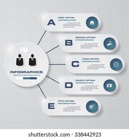 Simple & Editable 5 Steps chart diagrams template/graphic or website layout. Vector.