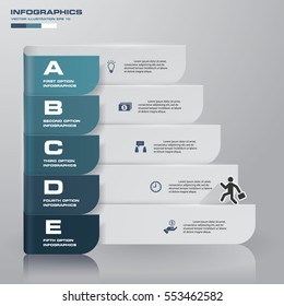 Simple & Editable 5 Steps chart/diagram for template/graphic or website layout. Vector.