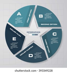 Simple and Editable 5 Steps Vector Progress Background. with star shape in the middle. EPS10.