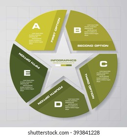 Simple and Editable 5 Steps Vector Progress Background. with star shape in the middle. EPS10.