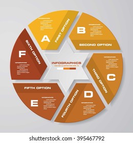 Simple and Editable 6 Steps Vector Progress Background. with star shape in the middle. EPS10.