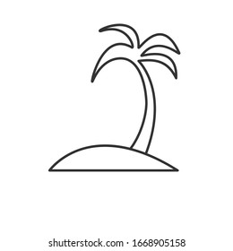 Simple editable icon. Island with a palm tree. Simple flat design for websites and apps