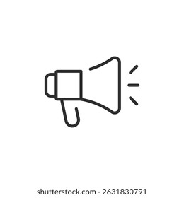 Un icono de arte lineal simple y editable que representa un megáfono, que representa anuncios, comunicación efectiva y transmisión. Este icono es perfecto para varios proyectos de diseño y propósitos