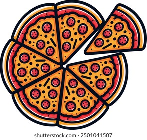 Simple Editable Pepperoni Pizza Icon