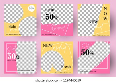 Simple Editable Post Template Social Media Banners for Digital Marketing. Promo Brand Fashion. Vector Illustration