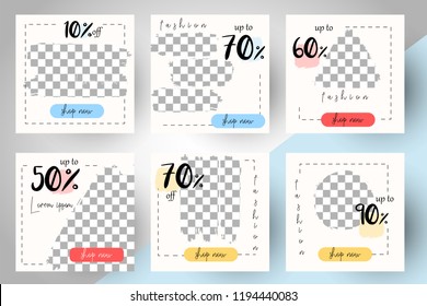 Simple Editable Post Template Social Media Banners for Digital Marketing. Promo Brand Fashion with Brush Style. Vector Illustration