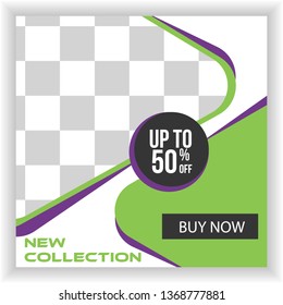 Simple Editable Post Template Social Media Banners for Digital Marketing. Promo Brand Fashion.social media ads.