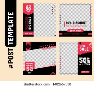 Simple Editable Post Template Social Media Banners for Digital Marketing. Promo Brand Fashion. Vector Illustration