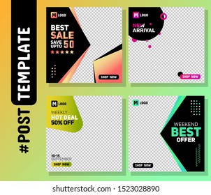 Simple Editable Post Template Social Media Banners for Digital Marketing. Promo Brand Fashion. Facebook, Instagram, Twitter Banner Ads. Vector Illustration