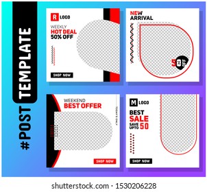 Simple Editable Post Template Social Media Banners for Digital Marketing. Promo Brand Fashion. Facebook, Instagram, Twitter Banner Ads. Vector Illustration