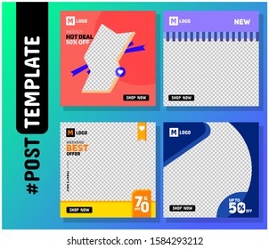 Simple Editable Post Template Social Media Banners For Digital Marketing Post. Promo Brand Fashion. Facebook Post, Instagram Post, Twitter Banner Ads Template. Vector Illustration Template Set.
