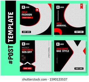 Simple Editable Post Template Social Media Banners for Digital Marketing Post. Promo Brand Fashion. Facebook Post, Instagram Post, Twitter Banner Ads Template. Vector Illustration Template set