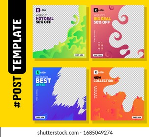 Simple Editable Post Template Social Media Banners for Digital Marketing Post. Promo Brand Fashion. Facebook Post, Instagram Post, Twitter Banner Ads Template. Vector Illustration Template set