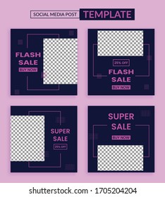 Simple Editable Post Template Social Media Banners for Digital Marketing. Promo Brand Fashion. Facebook, Instagram, Twitter Banner Ads. Vector Illustration