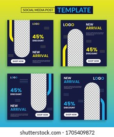 Simple Editable Post Template Social Media Banners for Digital Marketing. Promo Brand Fashion. Facebook, Instagram, Twitter Banner Ads. Vector Illustration