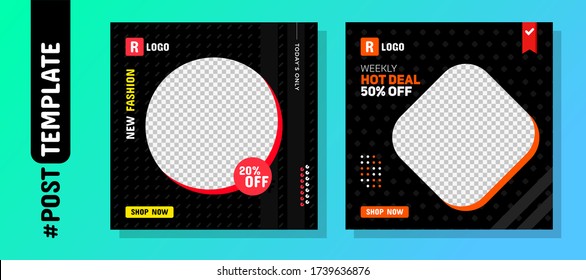 Simple Editable Post Template Social Media Banners for Digital Marketing Post. Promo Brand Fashion. Facebook Post, Instagram Post, Twitter Banner Ads Template. Vector Illustration Template set