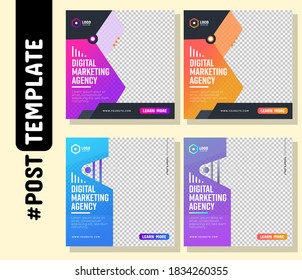 Simple Editable Post Template Social Media Banners for Digital Marketing Post. Promo Brand Fashion. Facebook Post, Instagram Post, Twitter Banner Ads Template. Vector Illustration Template set