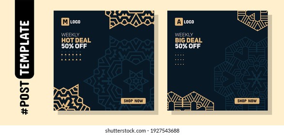Simple Editable Post Template Social Media Banners for Digital Marketing. Promo Brand Fashion. Facebook, Instagram, Twitter Banner Ads. Vector Illustration