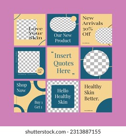 Simple editable social media feeds. skin care template design. Perfect for social media posts.