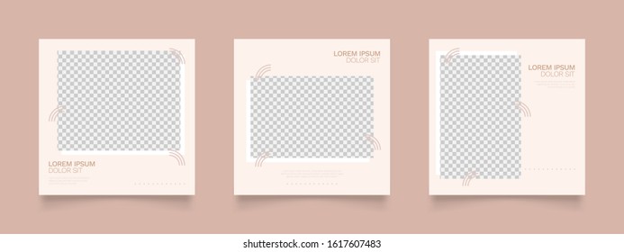 simple editable social media post banner for fashion sale promotion. brown white color square frame poster. vector illustration.
