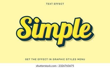 Simple editable text effect in 3d style. Text emblem for advertising, branding, business logo