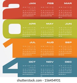 simple editable vector calendar 2014