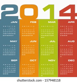 simple editable vector calendar 2014