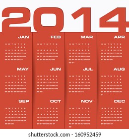 simple editable vector calendar 2014 