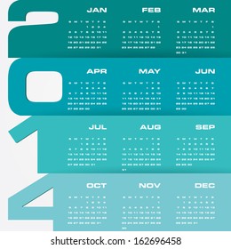 simple editable vector calendar 2014