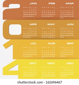 simple editable vector calendar 2014