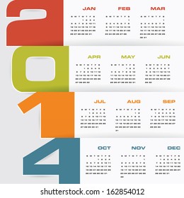 simple editable vector calendar 2014