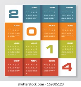 simple editable vector calendar 2014