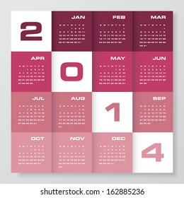 simple editable vector calendar 2014