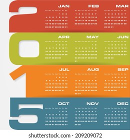 simple editable vector calendar 2015