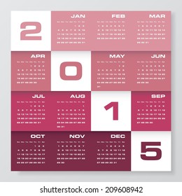 simple editable vector calendar 2015