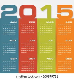 simple editable vector calendar 2015
