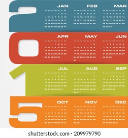 simple editable vector calendar 2015