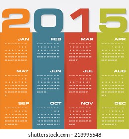 simple editable vector calendar 2015