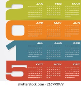 simple editable vector calendar 2015