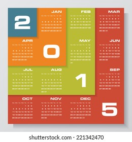 simple editable vector calendar 2015