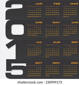 simple editable vector calendar 2015