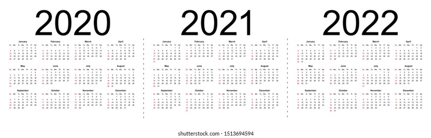 Calendar Grid 2021 2022 2023 Years Stock Vector (Royalty Free ...