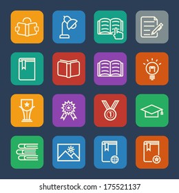 Simple Education icons set for Website and Mobile applications. Flat design.