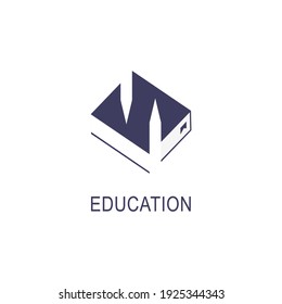 Einfache Design-Vorlage für das Bildungs-Logo. Buchen Sie Icon und Bleistiftemblem für Kurse, Klassen und Schulen Vektorgrafik. Konzept für Online-Bildung, E-Book, Business-Unternehmen, Bibliothek, Laden und Lernen