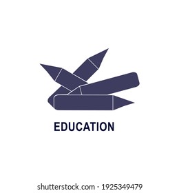 Simple education logo design template. Pencil icons emblem for courses, classes and schools vector illustration. Online education, business company, library, stationary store and learning concept.